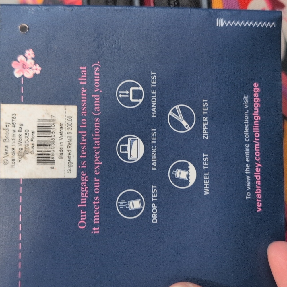 Vera Bradley Rolling Work Bag Rosa Floral - Picture 17 of 17